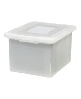 Iris Letter & Legal Size Plastic Storage Bin Tote Organizing File Box with Durable and Secure Latching Lid, Stackable and Nestable, 4 Pack