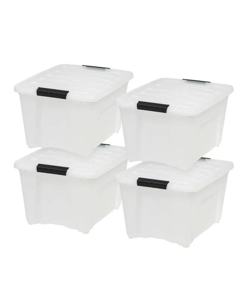 Iris Usa 4 Pack 28qt Plastic Storage Bin with Lid and Secure Latching  Buckles, Pearl