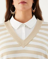 Ella Rafaella Plus Striped Layered Long Sleeve Sweater