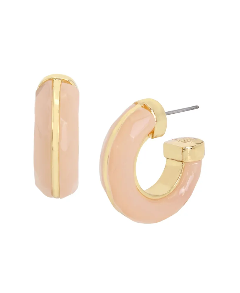 Robert Lee Morris Soho Faux Stone Rose Quartz Hoop Earrings