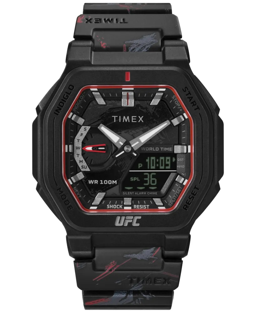 Timex Ufc Men's Colossus Analog-Digital Black Polyurethane Watch, 45mm