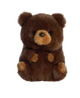 Aurora Mini Brambles Brown Bear Rolly Pet Round Plush Toy Brown 4"