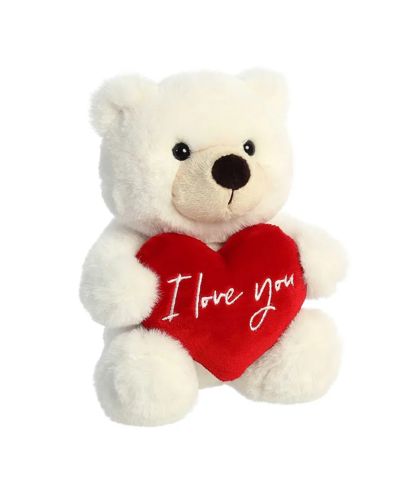 Aurora Small Jolie Bear Valentine Heartwarming Plush Toy Cream 6.5"