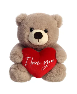 Aurora Small Jolie Bear Valentine Heartwarming Plush Toy Taupe 6.5"