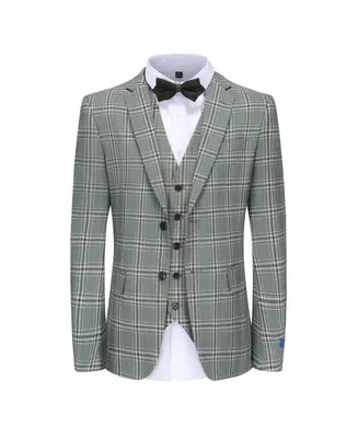 Braveman Men's 3-Piece Glen Plaid Slim Fit Suit