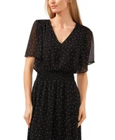 CeCe Women's Polka Dot Flutter-Sleeve Maxi Dress