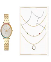 Jessica Carlyle Women's Quartz Gold-Tone Alloy Watch 33mm Gift Set