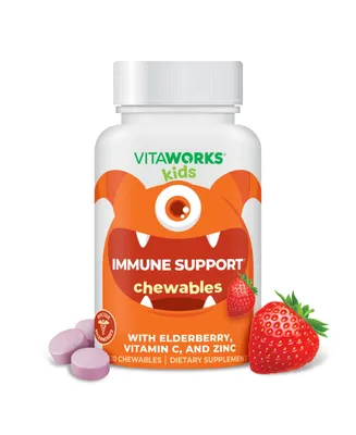 VitaWorks Kids Elderberry With Zinc and Vitamin C Chewable Tablets - Immune And Antioxidant Support - Dietary Supplement Vitamins - 120 Chewables