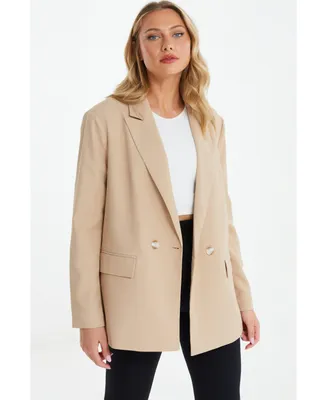 Quiz Women's Woven Oversized Double-Breasted Tailored Blazer
