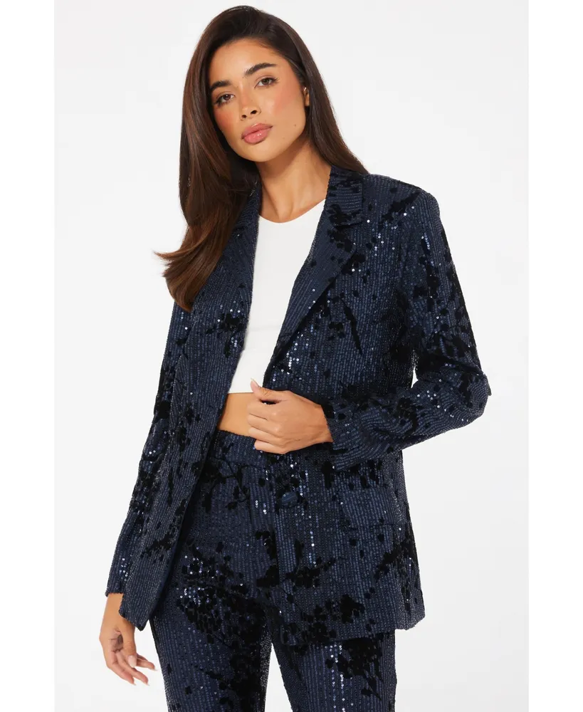 Quiz Women's Sequin Flock Tailored Blazer