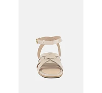 Womens Ashton Beige Flat Ankle Strap Sandals