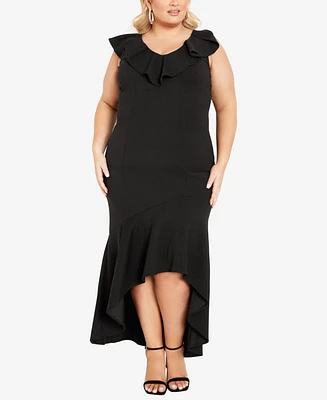 Avenue Plus Size Destiny Ruffle Maxi Dress