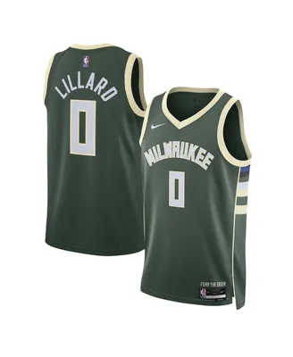 Men's and Women's Nike Damian Lillard Hunter Green Milwaukee Bucks Swingman Jersey - Icon Edition