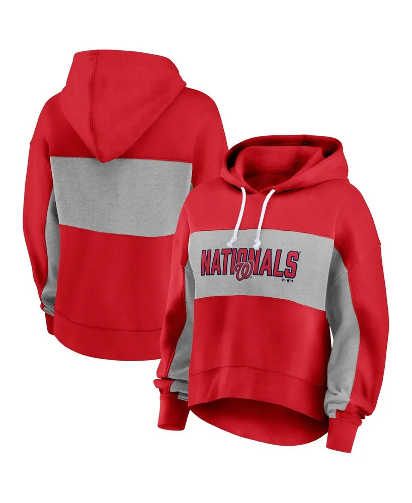 Women's Fanatics Red Washington Nationals Filled Stat Sheet Pullover Hoodie