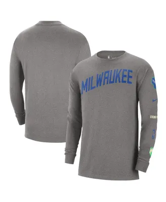 Men's Nike Charcoal Milwaukee Bucks 2023/24 City Edition Max90 Expressive Long Sleeve T-shirt