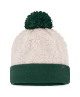 Women's Top of the World Cream Michigan State Spartans Grace Sherpa Cuffed Knit Hat with Pom