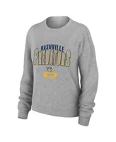 Women's Wear by Erin Andrews Heather Gray Nashville Predators Knit Long Sleeve Tri-Blend T-shirt and Pants Sleep Set