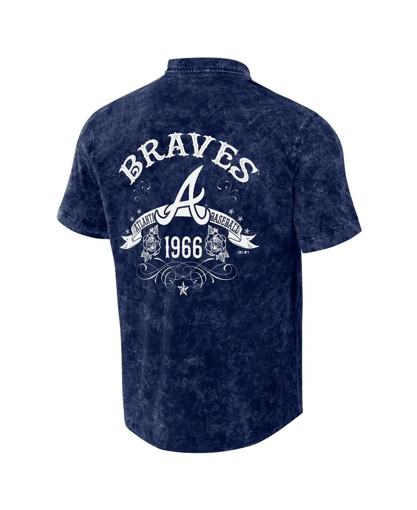 Men's Darius Rucker Collection by Fanatics Navy Atlanta Braves Denim Team Color Button-Up Shirt