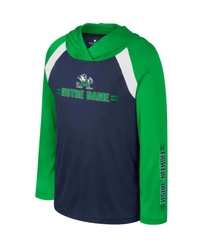 Big Boys Colosseum Navy Notre Dame Fighting Irish Eddie Multi-Hit Raglan Long Sleeve Hoodie T-shirt