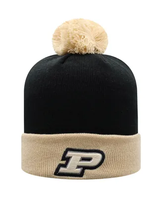 Men's Top of the World Black, Gold Purdue Boilermakers Core 2-Tone Cuffed Knit Hat with Pom