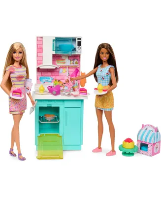 Barbie Celebration Fun Dolls and Accessories, Baking Playset with 2 Dolls, Oven 15 Plus Accessories