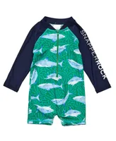 Baby Boys Reef Shark Ls Sunsuit