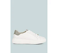Schick Womens Lace Up Leather Sneakers