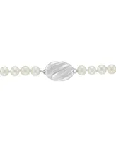 Arabella Cultured Freshwater Pearl (6-8-1/2mm) & Cubic Zirconia 17" Statement Necklace in Sterling Silver