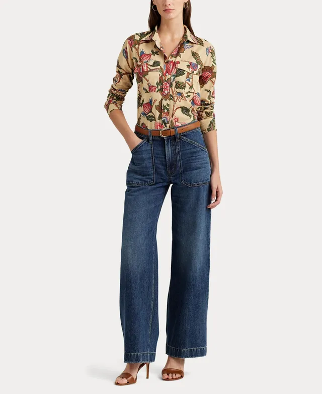 Lauren Ralph Lauren Women's Plus-Size Floral Cotton Voile Shirt