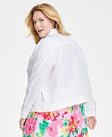 Charter Club Plus 100% Linen Jacket, Created for Macy's