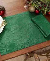 Elrene Poinsettia Elegance Jacquard Holiday Placemat, Set of 4