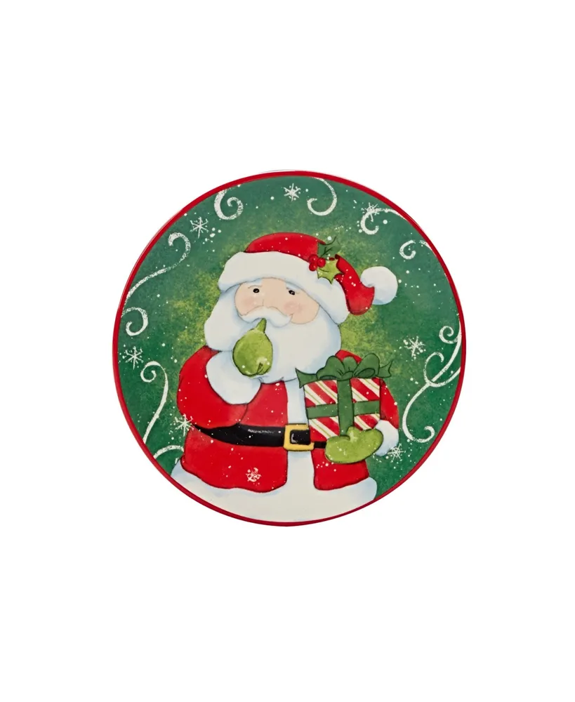 Holiday Magic Santa 4 Piece Canape Plate Set