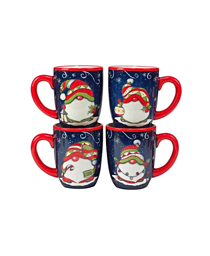 Holiday Magic Gnomes 4 Piece Mug Set
