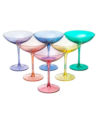 The Wine Savant Colored Vintage-Like Glass Coupes, Set of 6