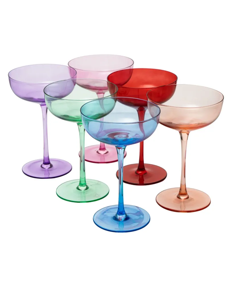 The Wine Savant Colored Coupe Glasses, Set of 6