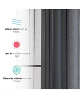 Hlc.me 2 Piece Semi Sheer Voile Window Curtain Drapes Grommet Panels for Bedroom