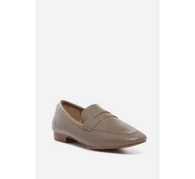 Rag & Co Liliana Womens Taupe Classic Leather Penny Loafers