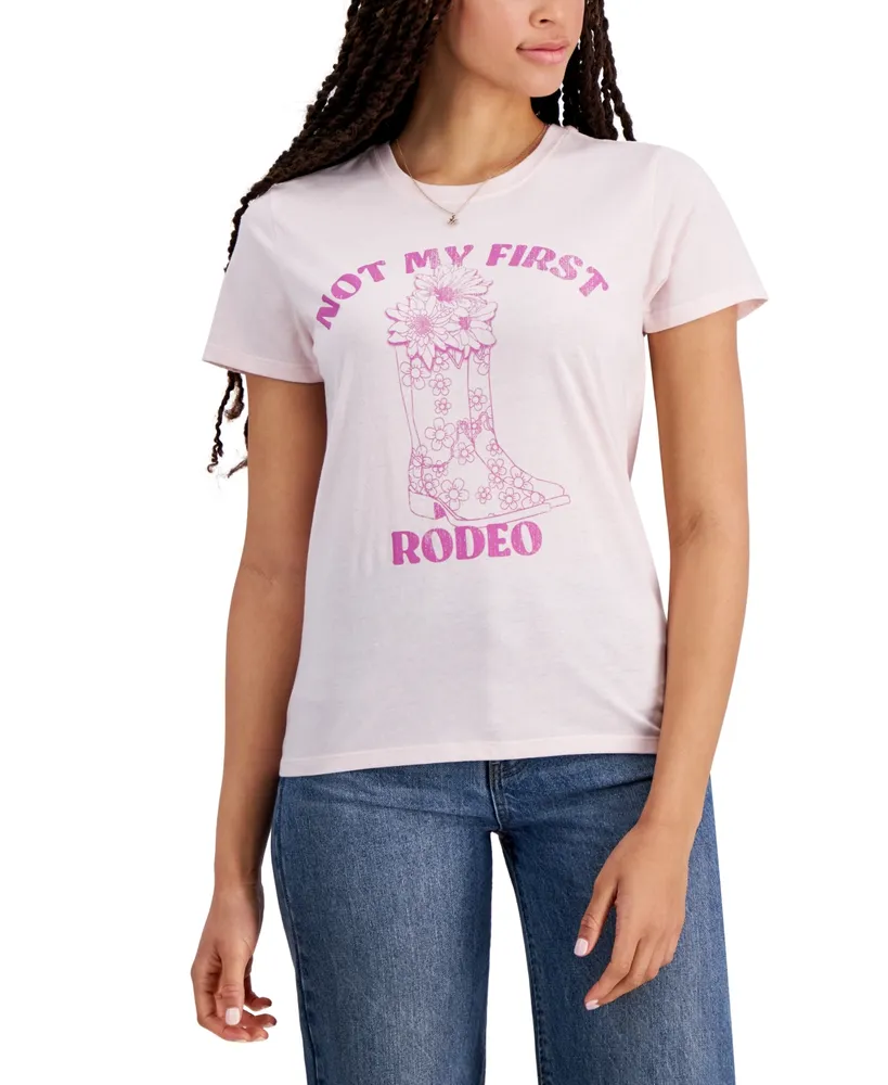 Rebellious One Juniors' Not My First Rodeo Boot-Graphic T-Shirt