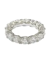 Suzy Levian New York Sterling Silver Cubic Zirconia Crossing Setting Eternity Band Ring