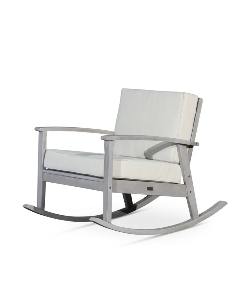 Simplie Fun Eucalyptus Rocking Chair With Cushions Oil Finish, Cushions