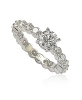 Suzy Levian New York Sterling Silver Round Cut Cubic Zirconia Bridal Eternity Band Ring