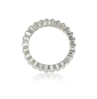 Suzy Levian Sterling Silver White Cubic Zirconia Baguette Eternity Band Ring