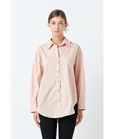 Women's Oversize Button Collared Shirt