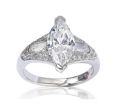 Suzy Levian Sterling Silver Marquise Cubic Zirconia Center Stone Ring