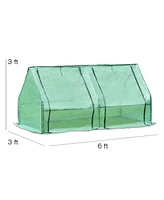 Aoodor 6 ft. x 3 Mini Greenhouse Portable House Shaped 2 Zipper Doors