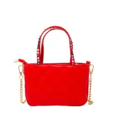 Girl's Red Quilted Rhinestone Tote Bag