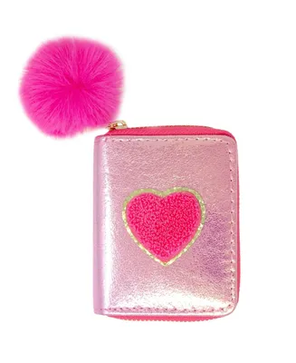Kid's Hot Pink Shiny Heart Patch Wallet