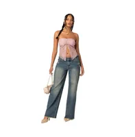 Women's Twilight sheer lace split front top