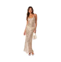 Women's Sequin sheer mesh maxi dress