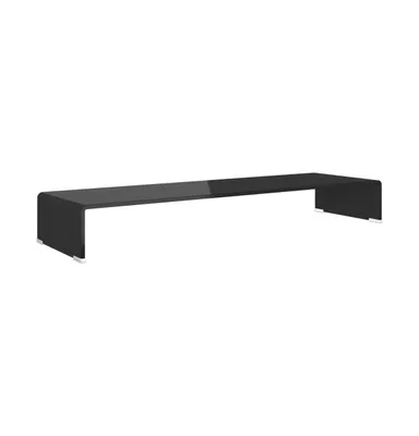 vidaXL Tv Stand/Monitor Riser Glass Black 39.4"x11.8"x5.1"